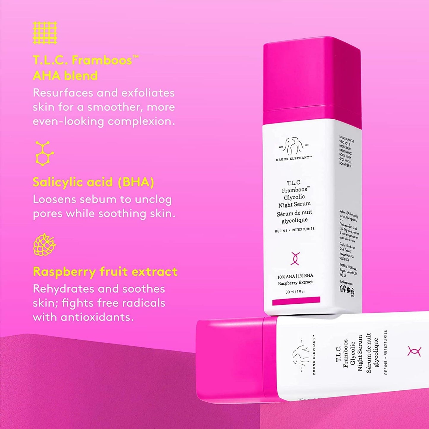 Drunk Elephant T.L.C. Framboos Night Serum 15ml - AugustSa Shop