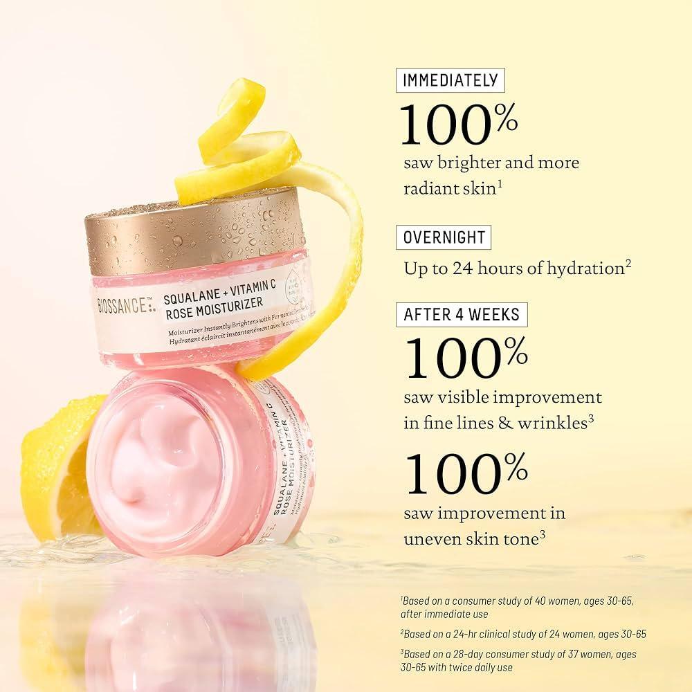 Biossance Squalane and Vitamin C Rose Moisturiser 50ml - AugustSa Shop