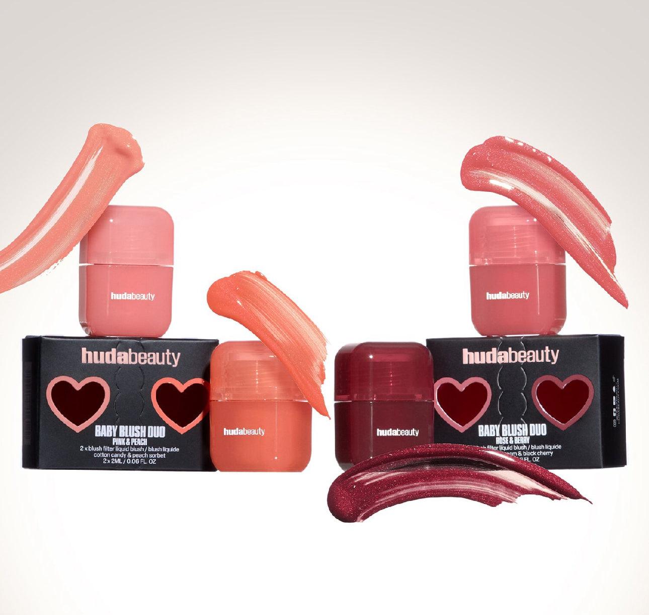 HUDA BEAUTY Baby Blush Duo Cotton Candy & Peach Sorbet - AugustSa Shop