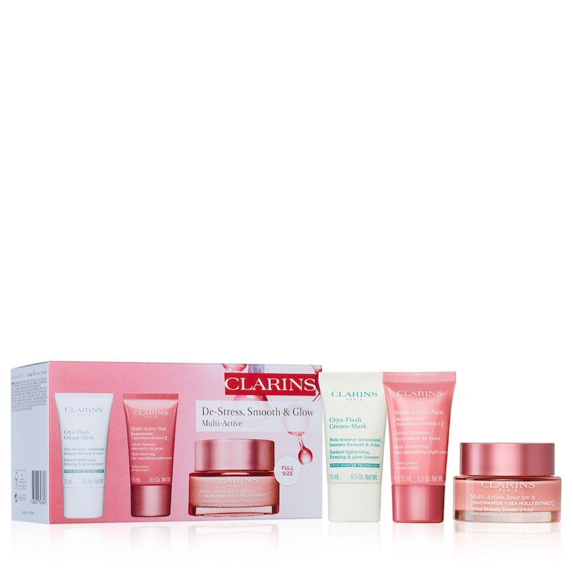 Clarins Multi-Active De-Stress, Smooth & Glow Gift Set - AugustSa Shop
