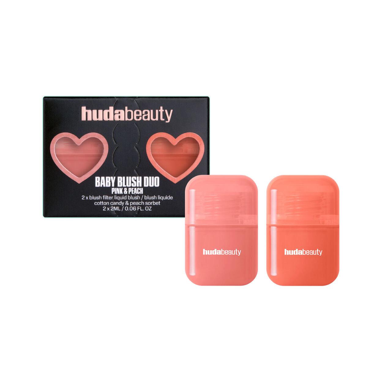 HUDA BEAUTY Baby Blush Duo Cotton Candy & Peach Sorbet - AugustSa Shop