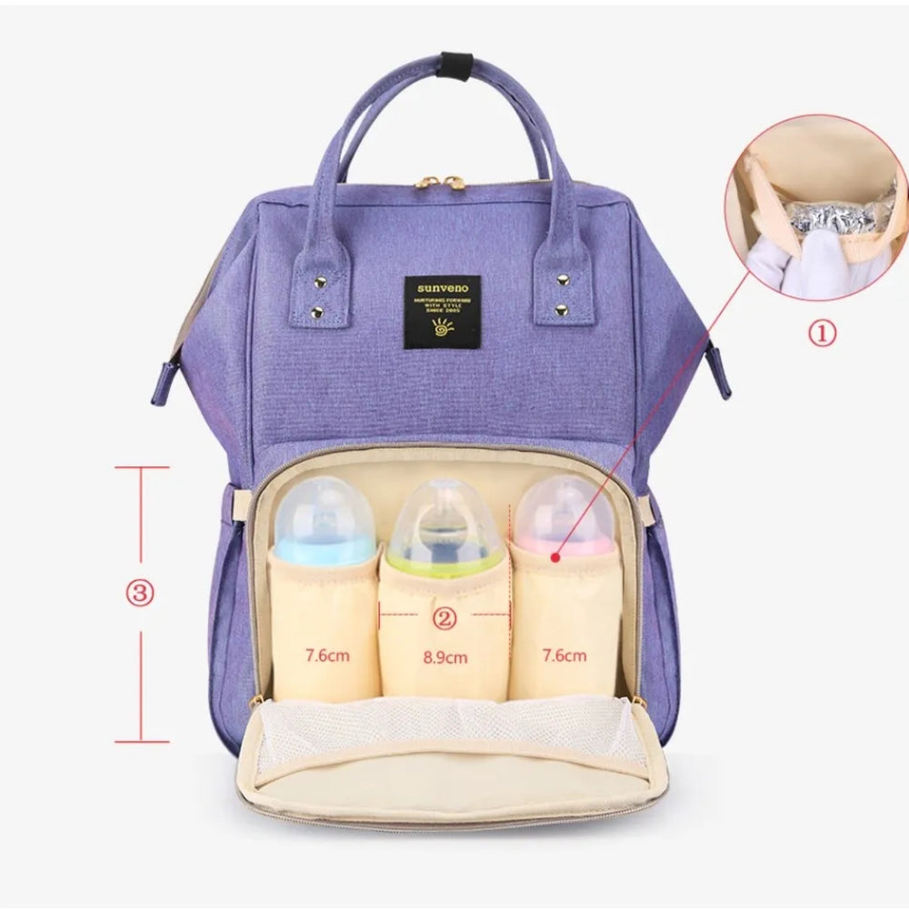 Sunveno Multifunction Diaper Backpack Blue/Purple - AugustSa Shop