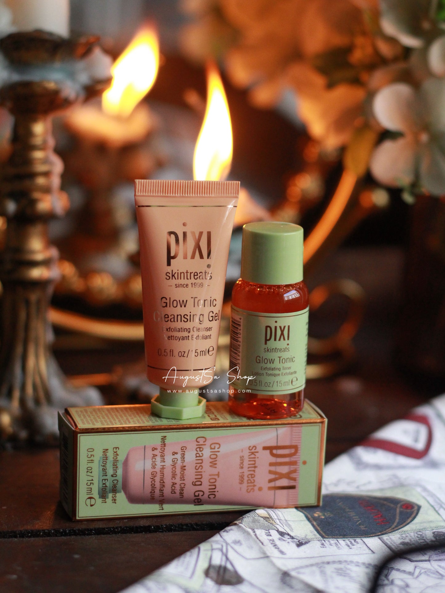 Pixi Glow Tonic Cleansing Gel - Glycolic Acid Brightening Face Wash 15ml - AugustSa Shop