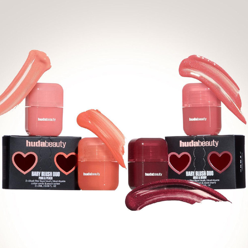 HUDA BEAUTY Baby Blush Duo Cotton Candy & Peach Sorbet - AugustSa Shop