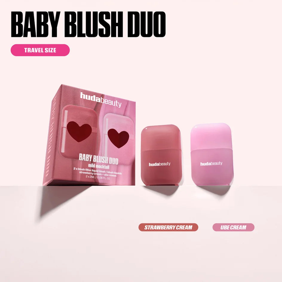 HUDA BEAUTY Baby Blush Mild Mocktail Duo Kit - Strawberry Cream + UBE Cream - AugustSa Shop