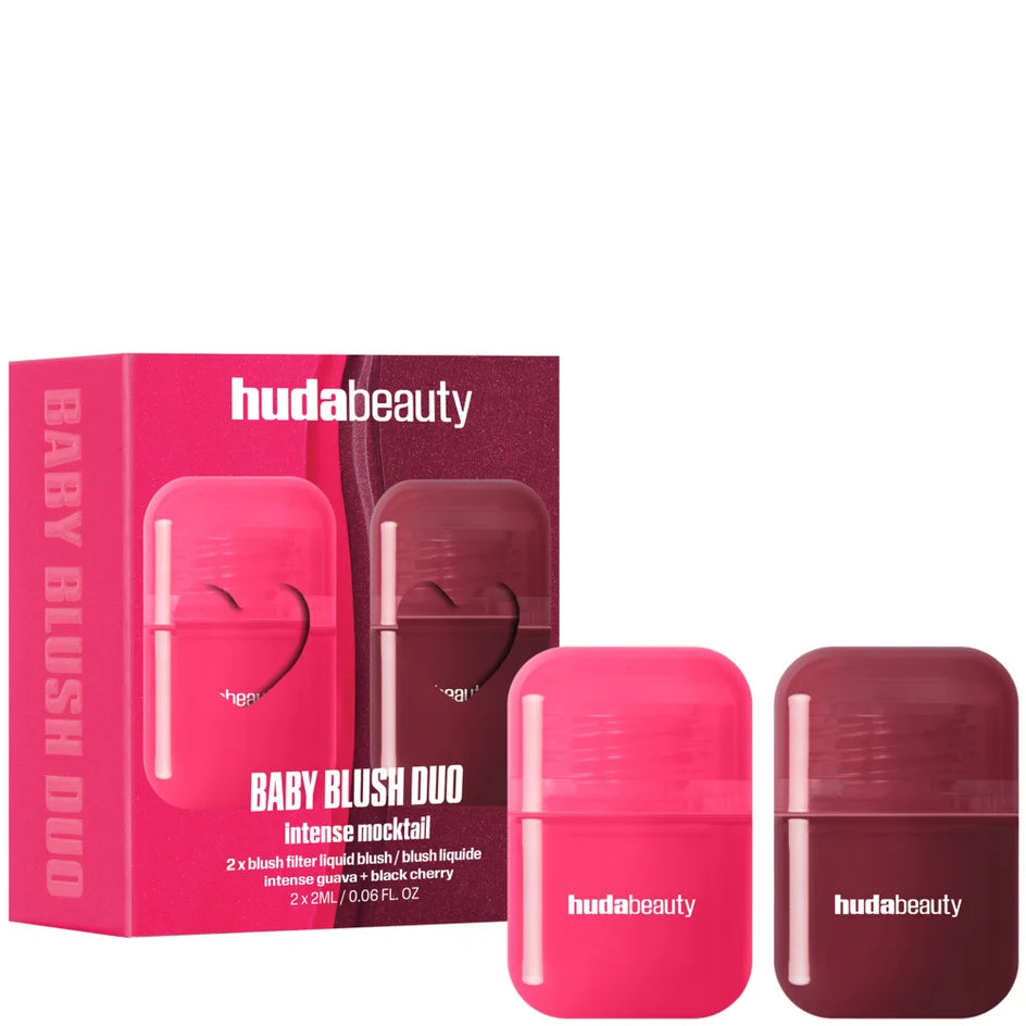 HUDA BEAUTY Baby Blush Duo Intense Mocktail - Black Cherry + Intense Guava - AugustSa Shop