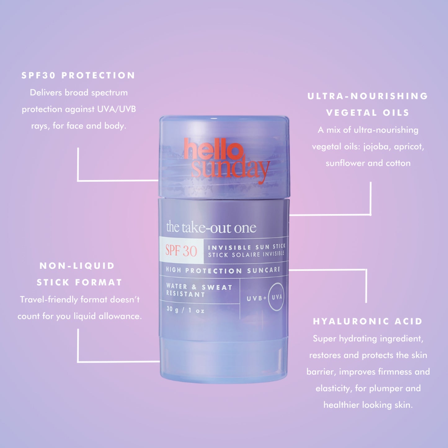 Hello Sunday The Take-Out One Invisible Sun Stick SPF30 30g - AugustSa Shop